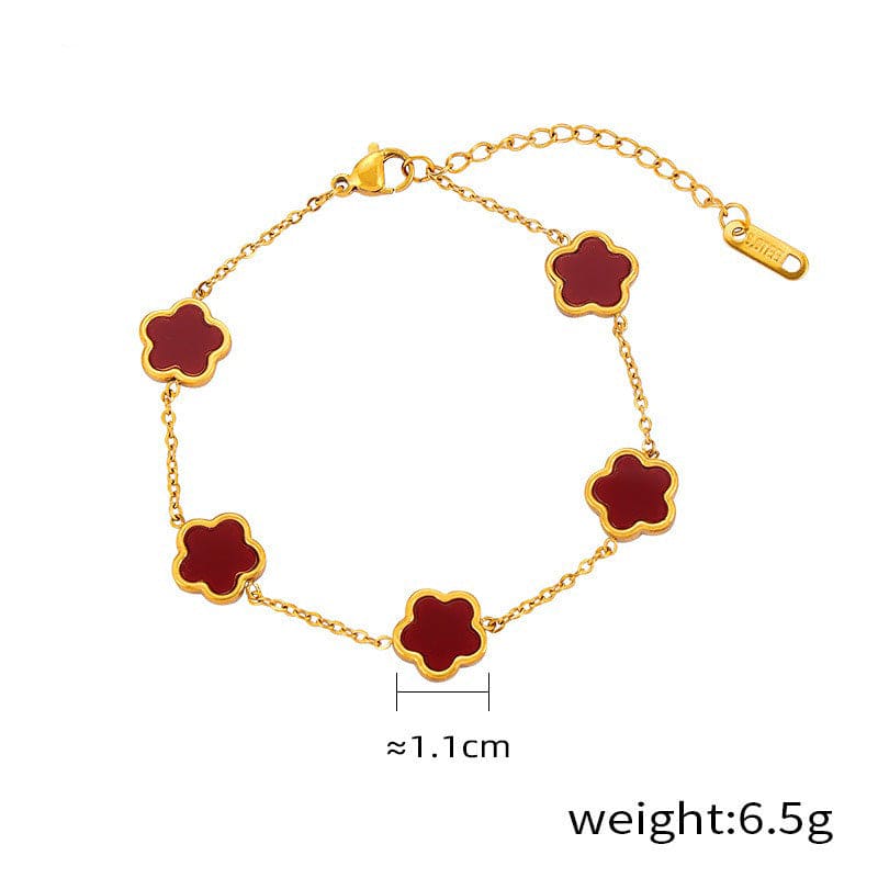 18K gold  Flower Gemstone Earring, Bracelet and Necklace set