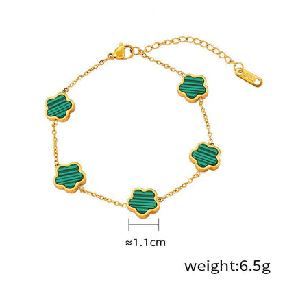 18K gold  Flower Gemstone Earring, Bracelet and Necklace set