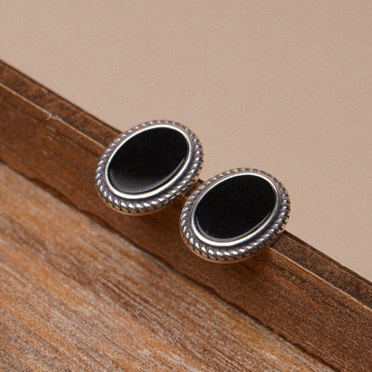 Black Oval Earrings