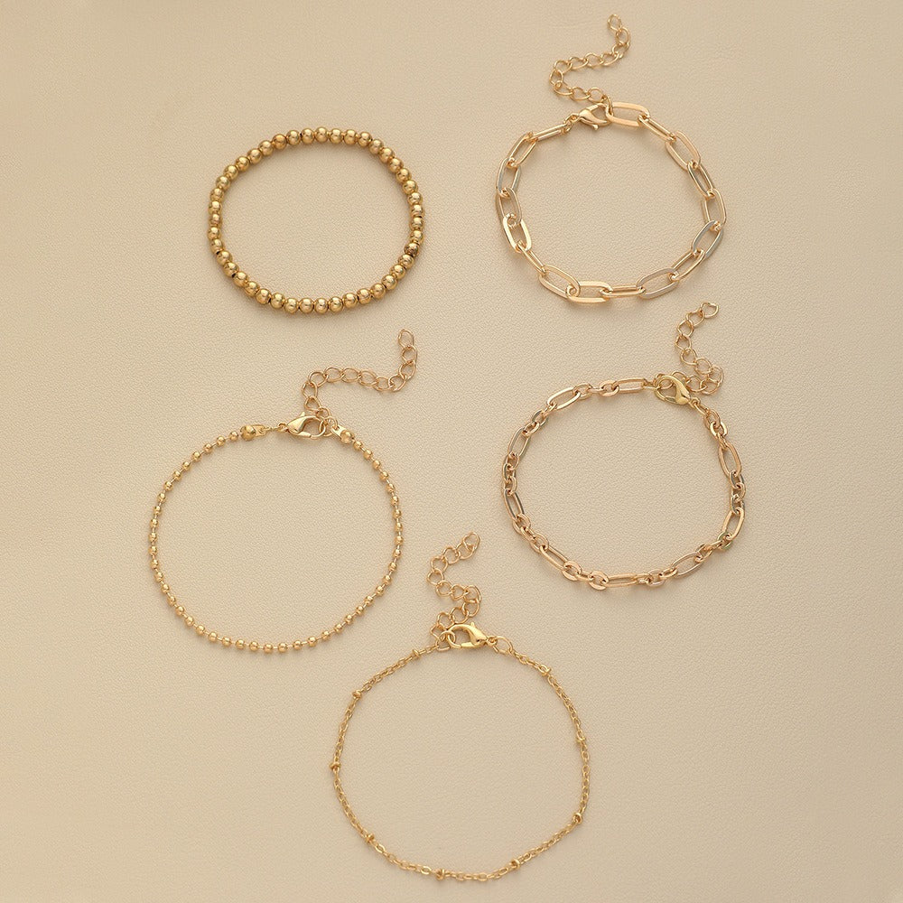 5 Piece Gold Bracelet Set