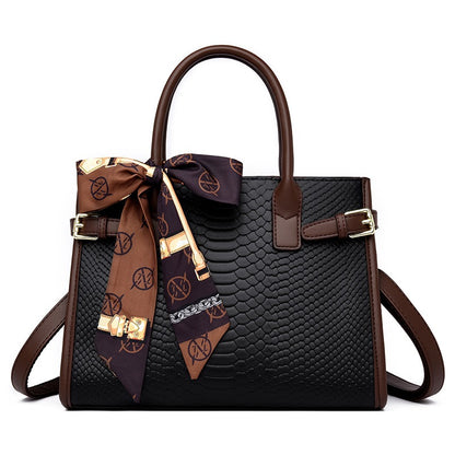 Women's Contrasting Color Genuine Leather Bag