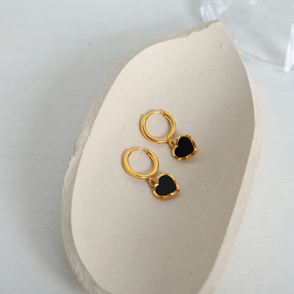 18K Gold Heart Drop Earrings