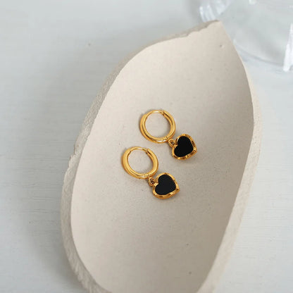18K Gold Heart Drop Earrings
