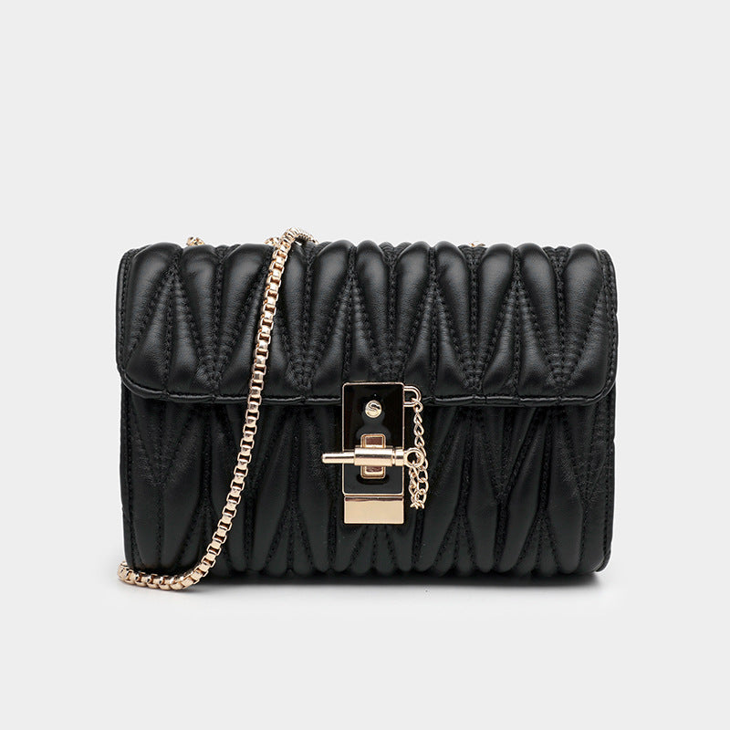 Ruched Chain One Shoulder Square Bag