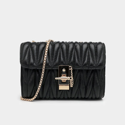 Ruched Chain One Shoulder Square Bag