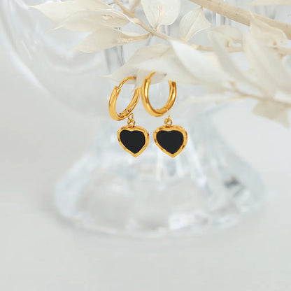 18K Gold Heart Drop Earrings