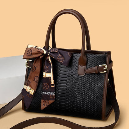 Women's Contrasting Color Genuine Leather Bag