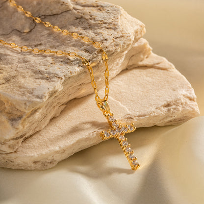 18K Gold Versatile Cross Necklace