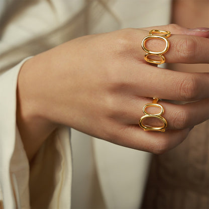 18K gold  Round Trendy Design  Ring