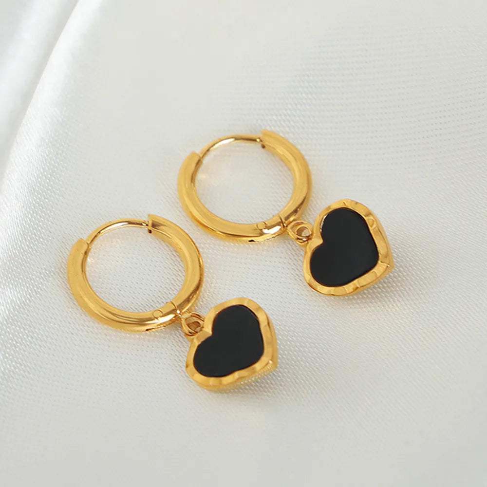 18K Gold Heart Drop Earrings