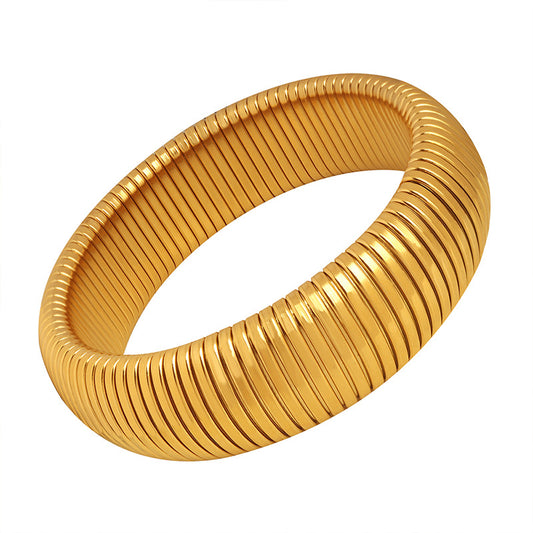 18K Gold Trendy Wide Style Bracelet
