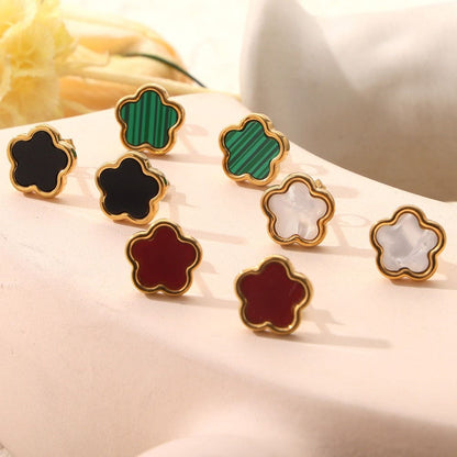 18K gold  Flower Gemstone Earring, Bracelet and Necklace set