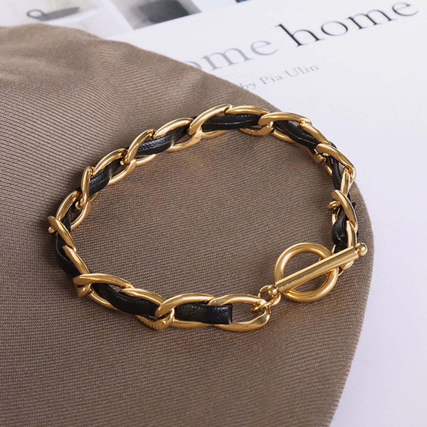 18K Gold-Leather Bracelet