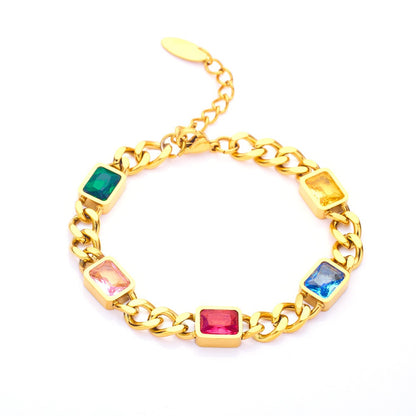 18K Gold Multicolor Gemstone Bracelet