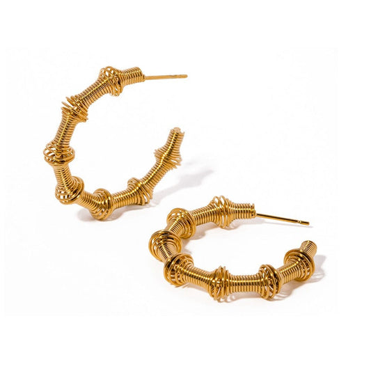 Gold Bamboo C-shaped Earrings
