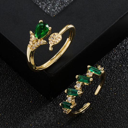 Green Gold Open Ring