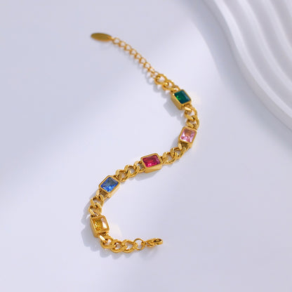 18K Gold Multicolor Gemstone Bracelet