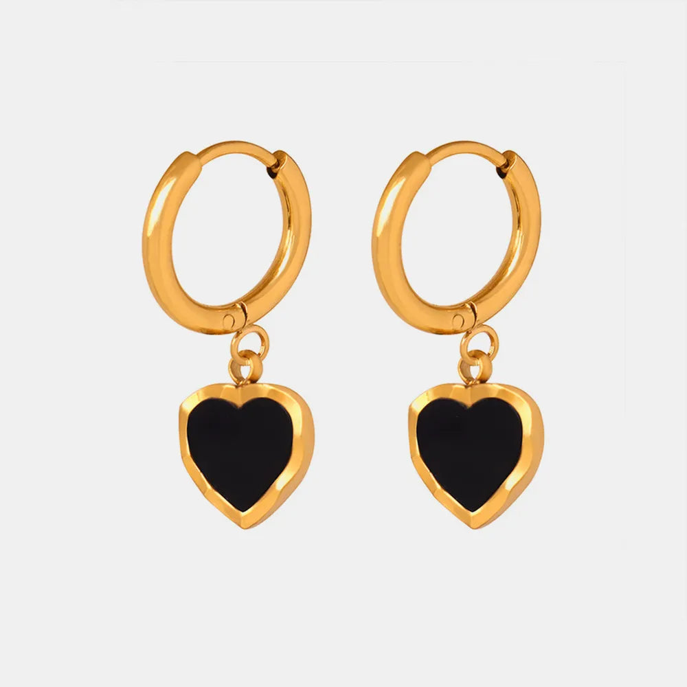 18K Gold Heart Drop Earrings