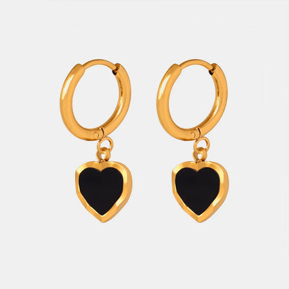 18K Gold Heart Drop Earrings