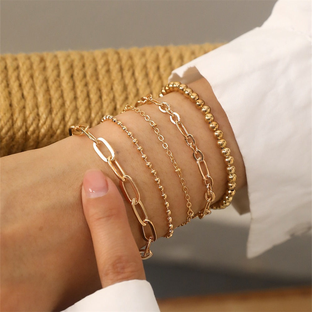 5 Piece Gold Bracelet Set