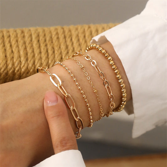 5 Piece Gold Bracelet Set