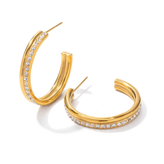 18K Gold Dazzling Hoop Earrings with Diamonds
