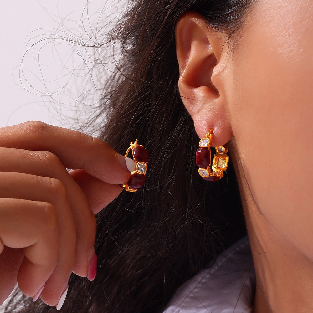 18K gold  Earrings with Gemstone