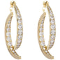 Cross Curved Crystal Diamon Earrings