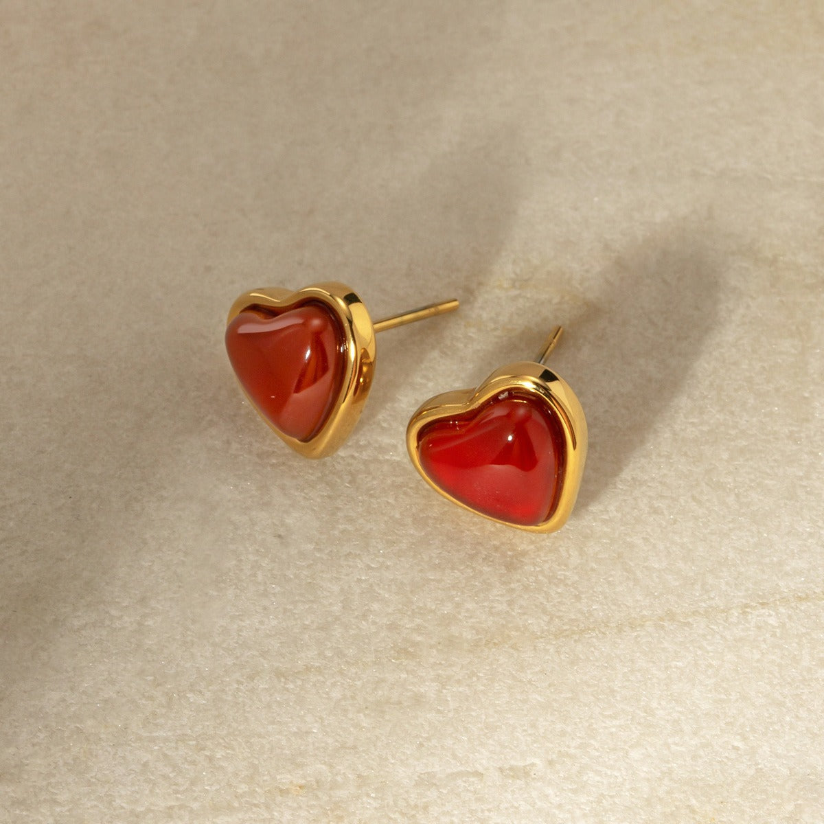 18k gold red gemstone  earrings