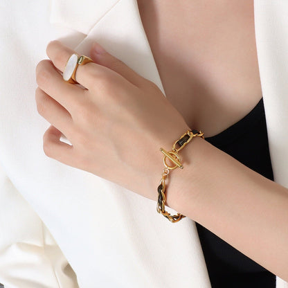 18K Gold-Leather Bracelet