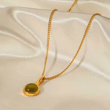 18K Gold Noble Green Opal Necklace