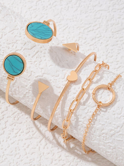 Open Five-piece Gold Bracelet Set