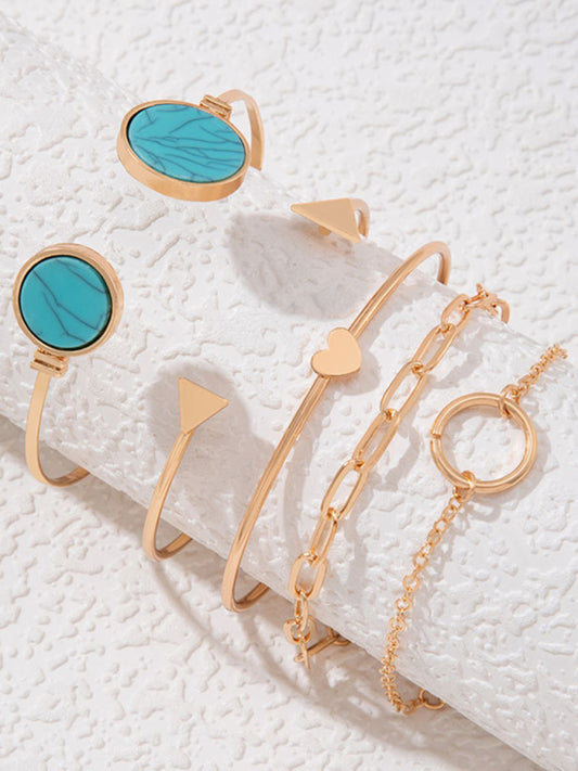 Open Five-piece Gold Bracelet Set
