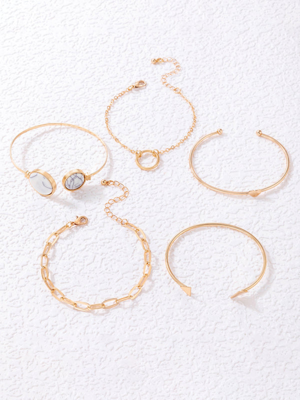 Open Five-piece Gold Bracelet Set