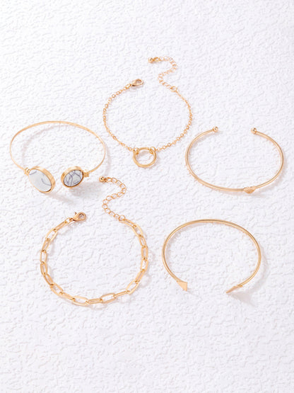 Open Five-piece Gold Bracelet Set