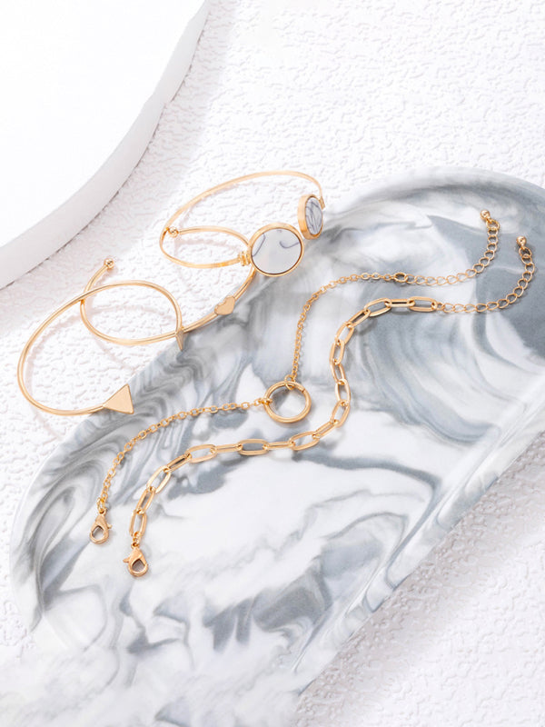 Open Five-piece Gold Bracelet Set
