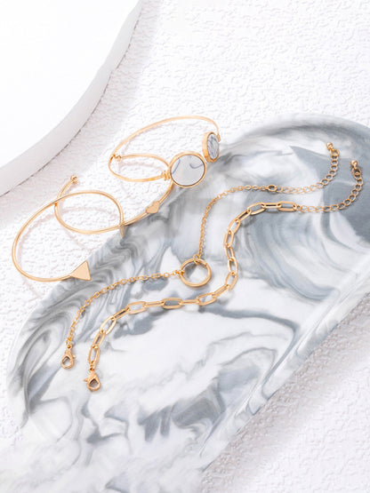 Open Five-piece Gold Bracelet Set