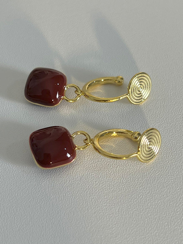 New Style Red Wine Ear Clip Earrings