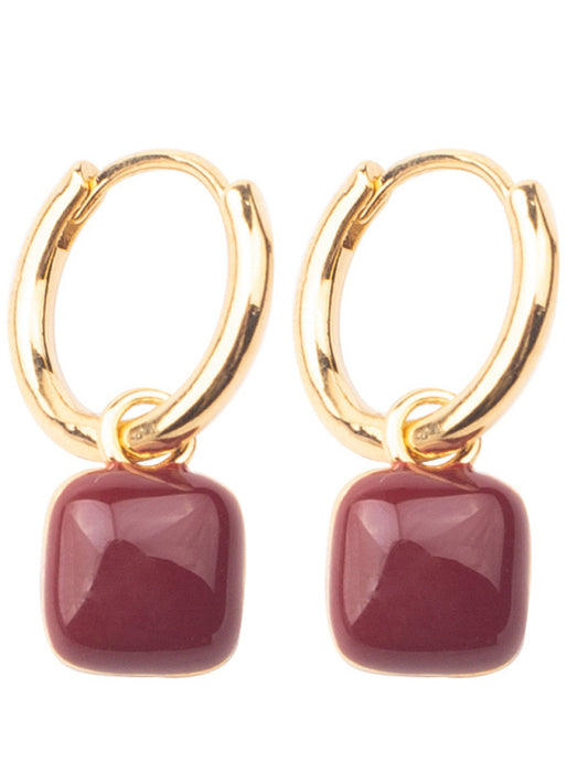 New Style Red Wine Ear Clip Earrings