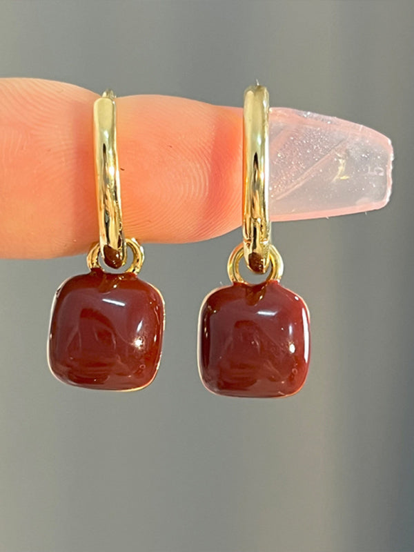 New Style Red Wine Ear Clip Earrings