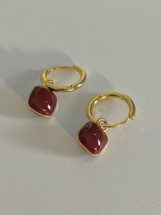New Style Red Wine Ear Clip Earrings