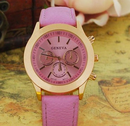 Women Vintage Wristwatch Faux Leather Band