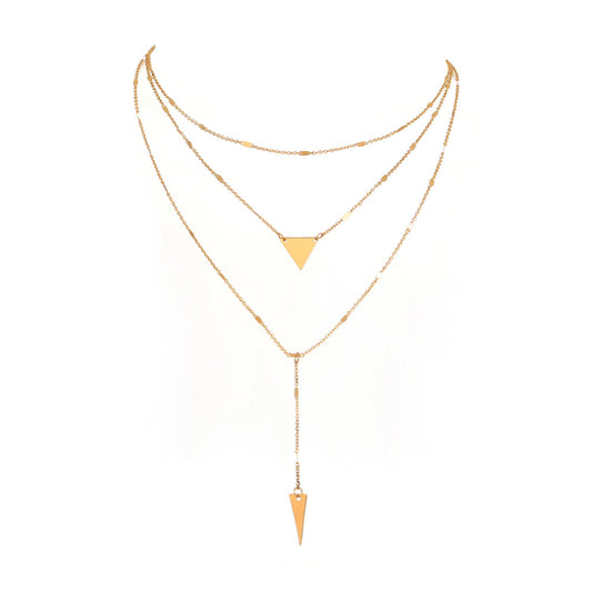 Gold Triangle Multi-Layered Necklace