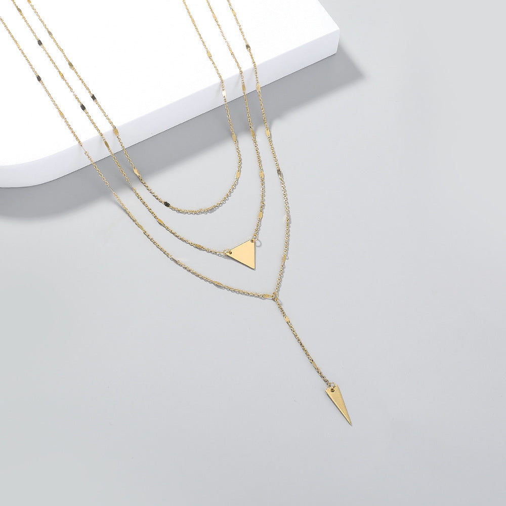 Gold Triangle Multi-Layered Necklace