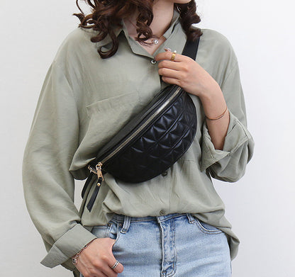 Leather Zipper Fanny Pack