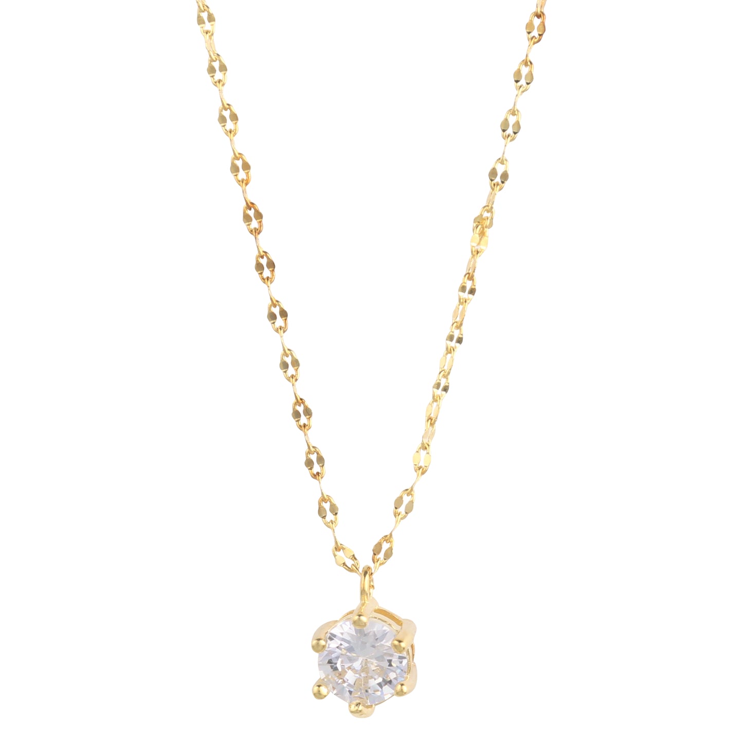 14K Gold Solitaire Necklace
