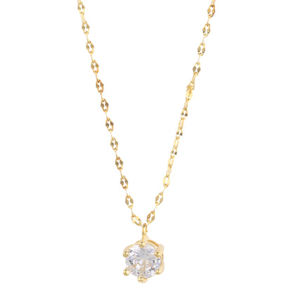 14K Gold Solitaire Necklace