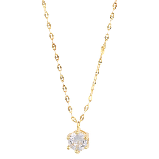 14K Gold Solitaire Necklace