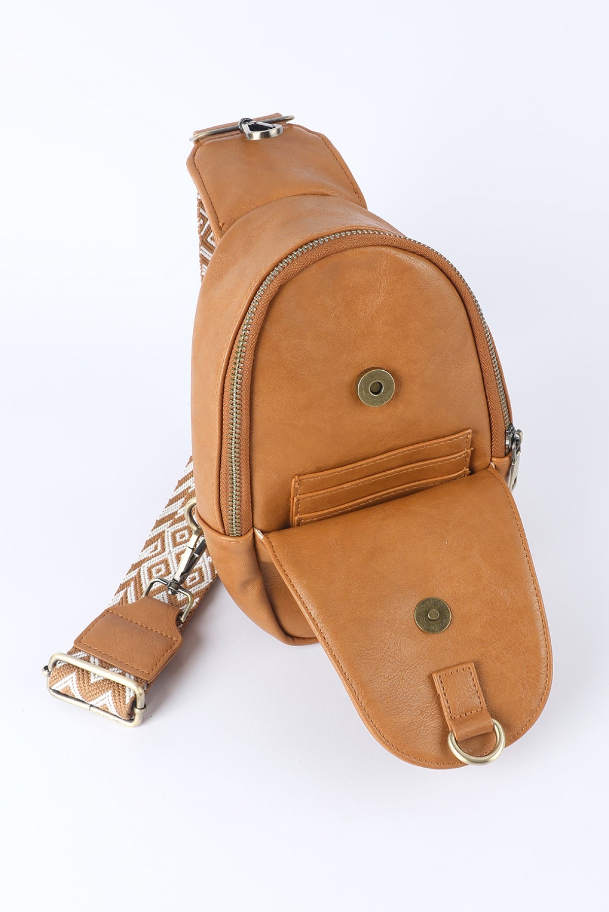 Leather Zipped Crossbody  Bag