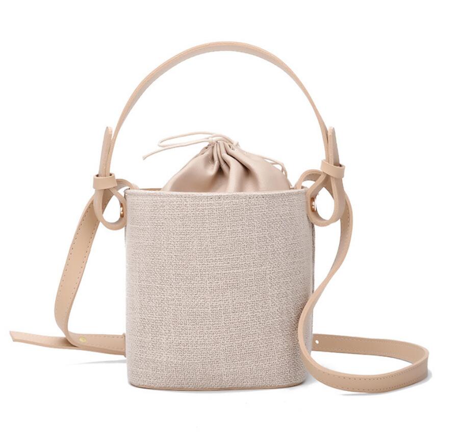 Mega Linen Bucket Shoulder Bag